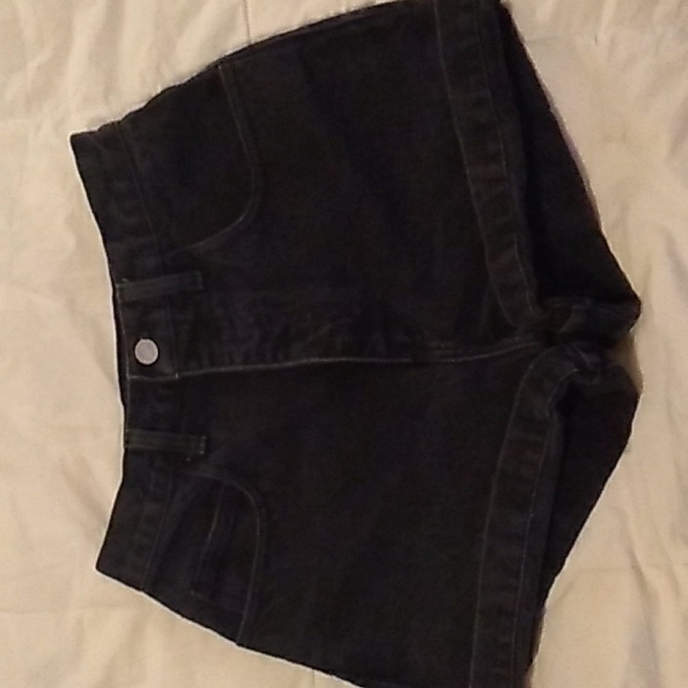 Vintage 90s Guess High Waisted Jean Shorts, Size 28, Black Denim